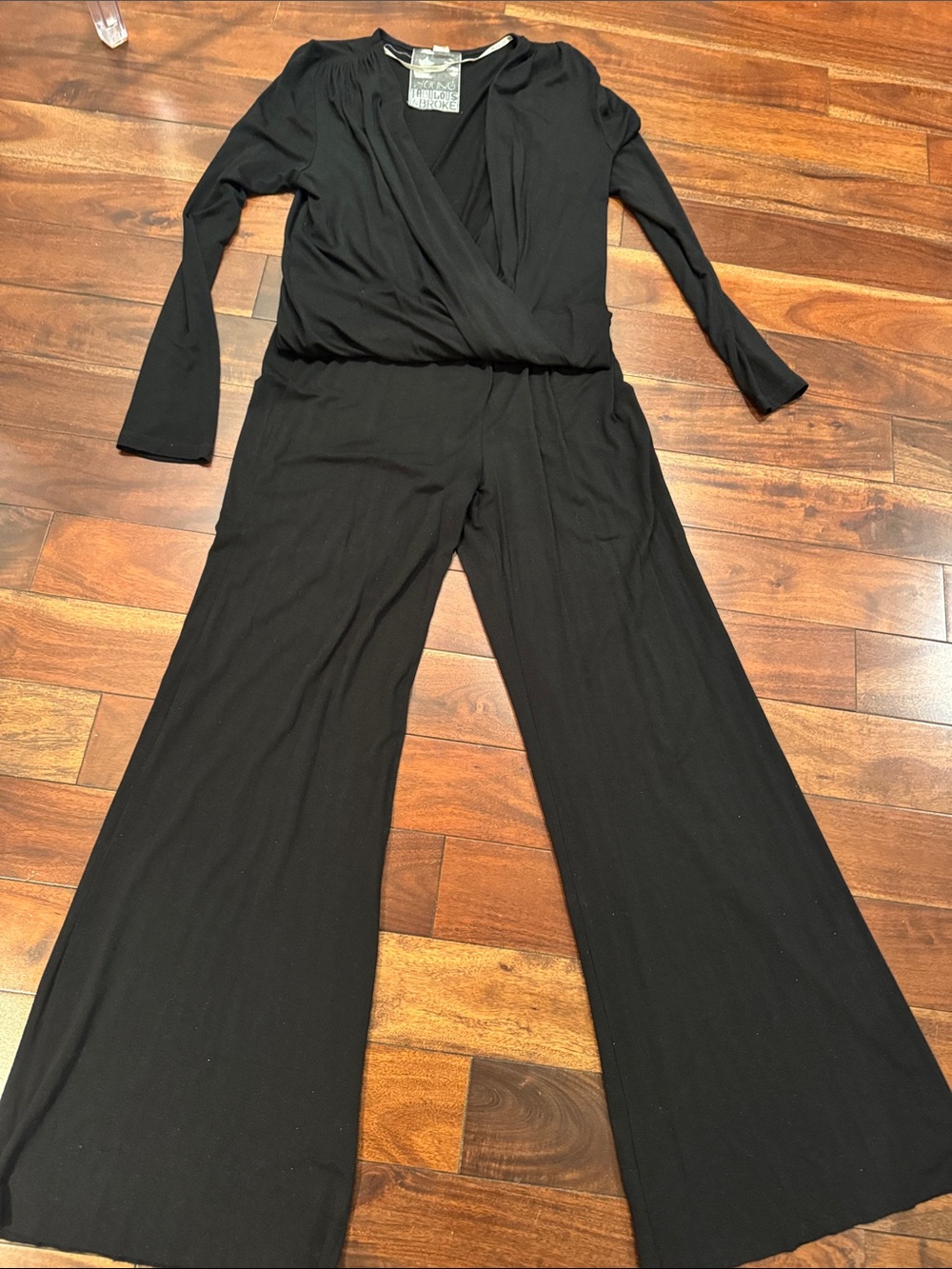 Young Fabulous & Broke Black Wrap-Front Wide-Leg Jumpsuit